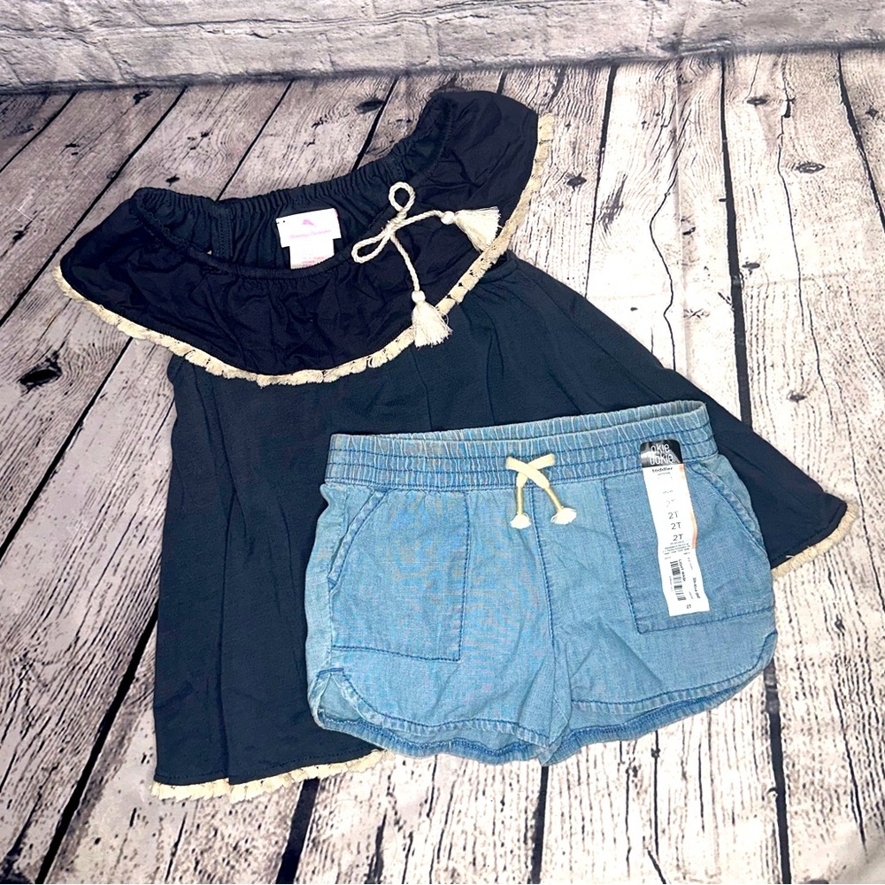 Tommy Bahamas shirt w/ Okie Dokie shorts 2T toddler girl outfit